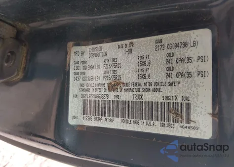 1998 Dodge Dakota Slt/Sport z USA, uszkodzony, nr VIN 1B7FL22P5WS638278